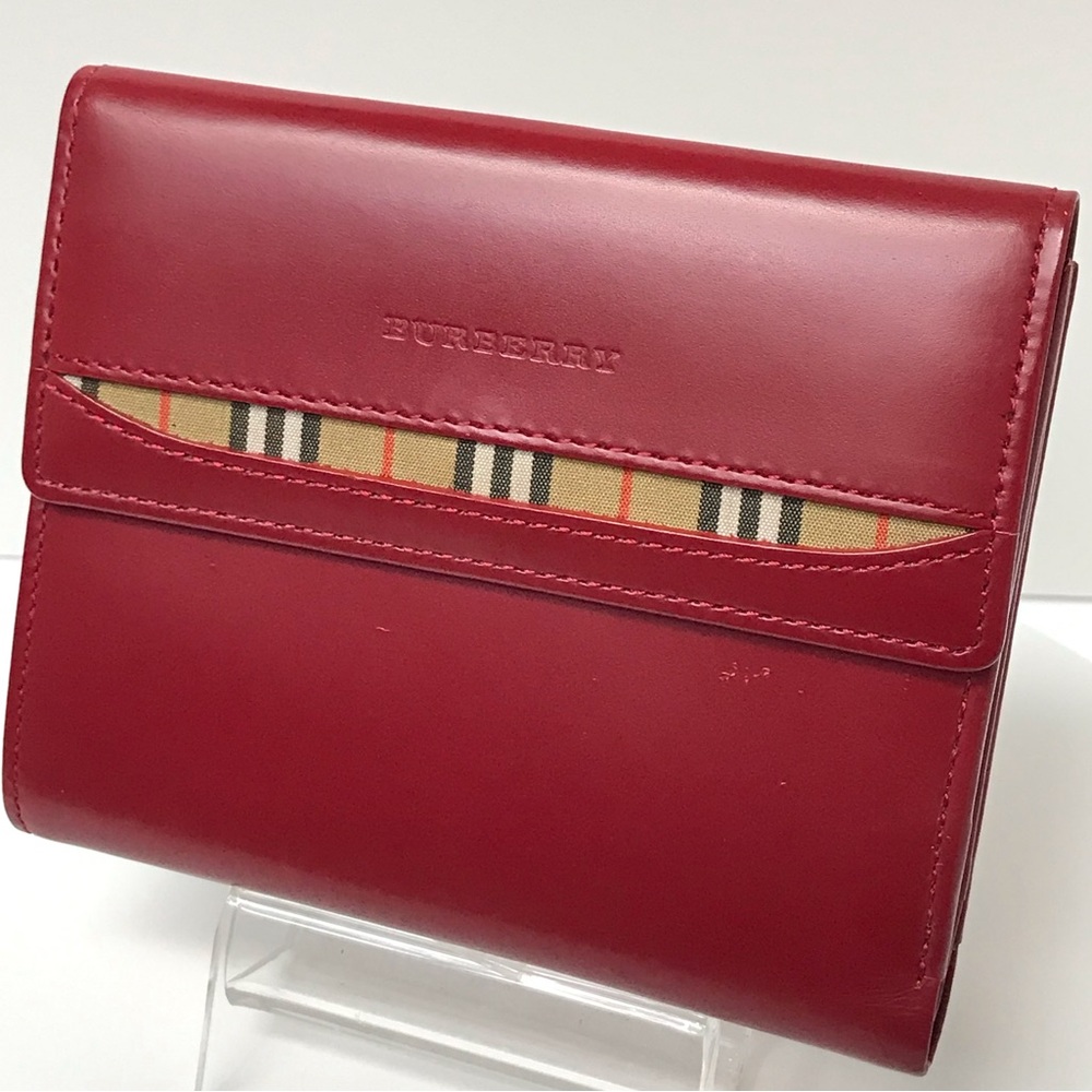 BURBERRY Red Nova Check Leather Bifold Wallet ❤️‍🔥 - Picture 9 of 17
